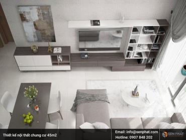 Thiết kế nội thất nhà, căn hộ chung cư 45m2 ấn tượng, đẹp mắt