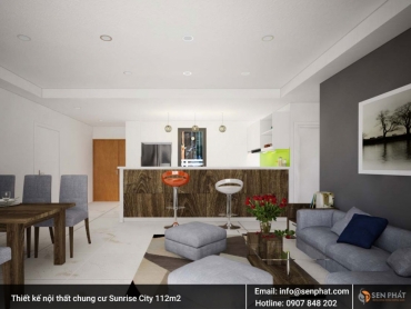 Thiết kế, thi công nội thất căn hộ, chung cư Sunrise City diện tích 112m2 Quận 7 TPHCM