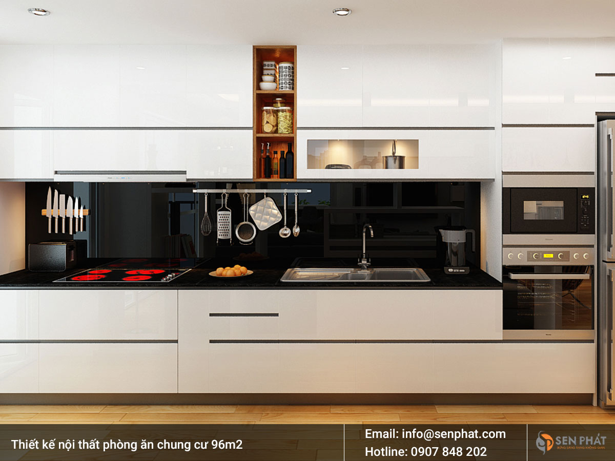 Mẫu thiết kế nội thất phòng bếp chung cư 96m2