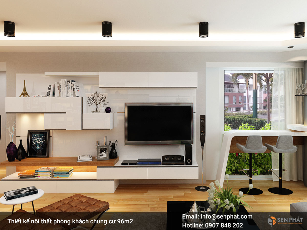 Mẫu thiết kế nội thất phòng khách chung cư 96m2