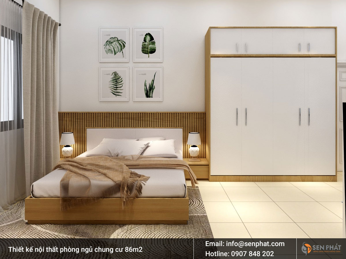 Mẫu thiết kế nội thất phòng ngủ chung cư 86m2