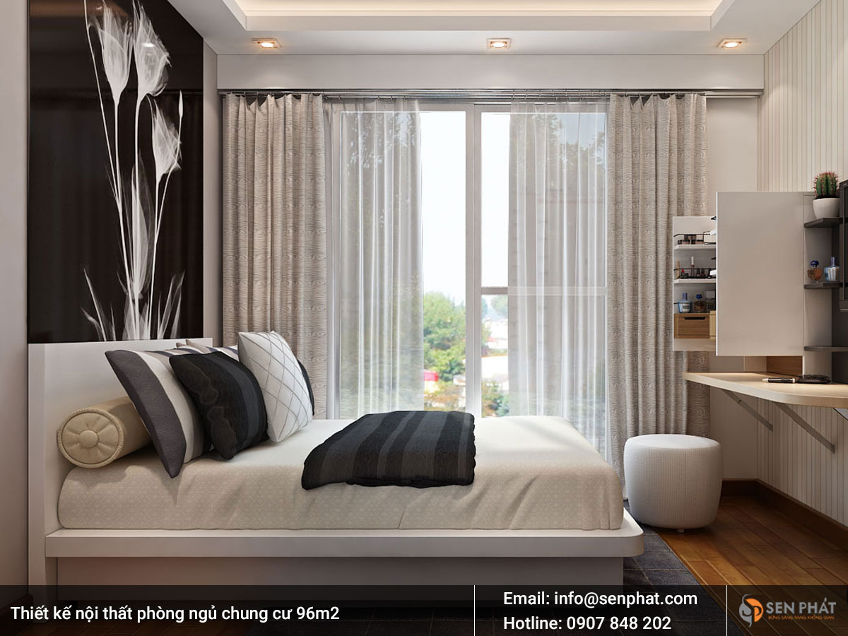 Mẫu thiết kế nội thất phòng ngủ chung cư 96m2