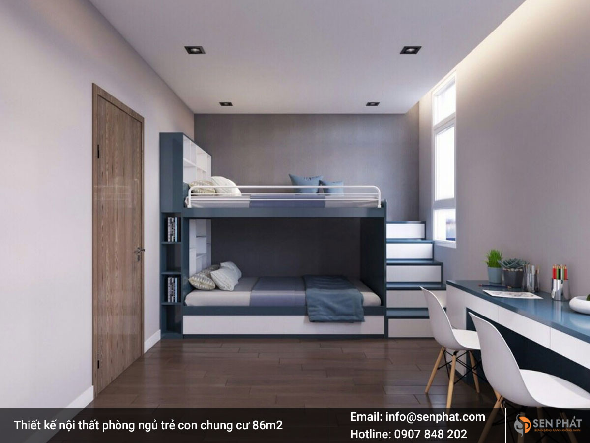 Mẫu thiết kế nội thất phòng ngủ trẻ con chung cư 86m2