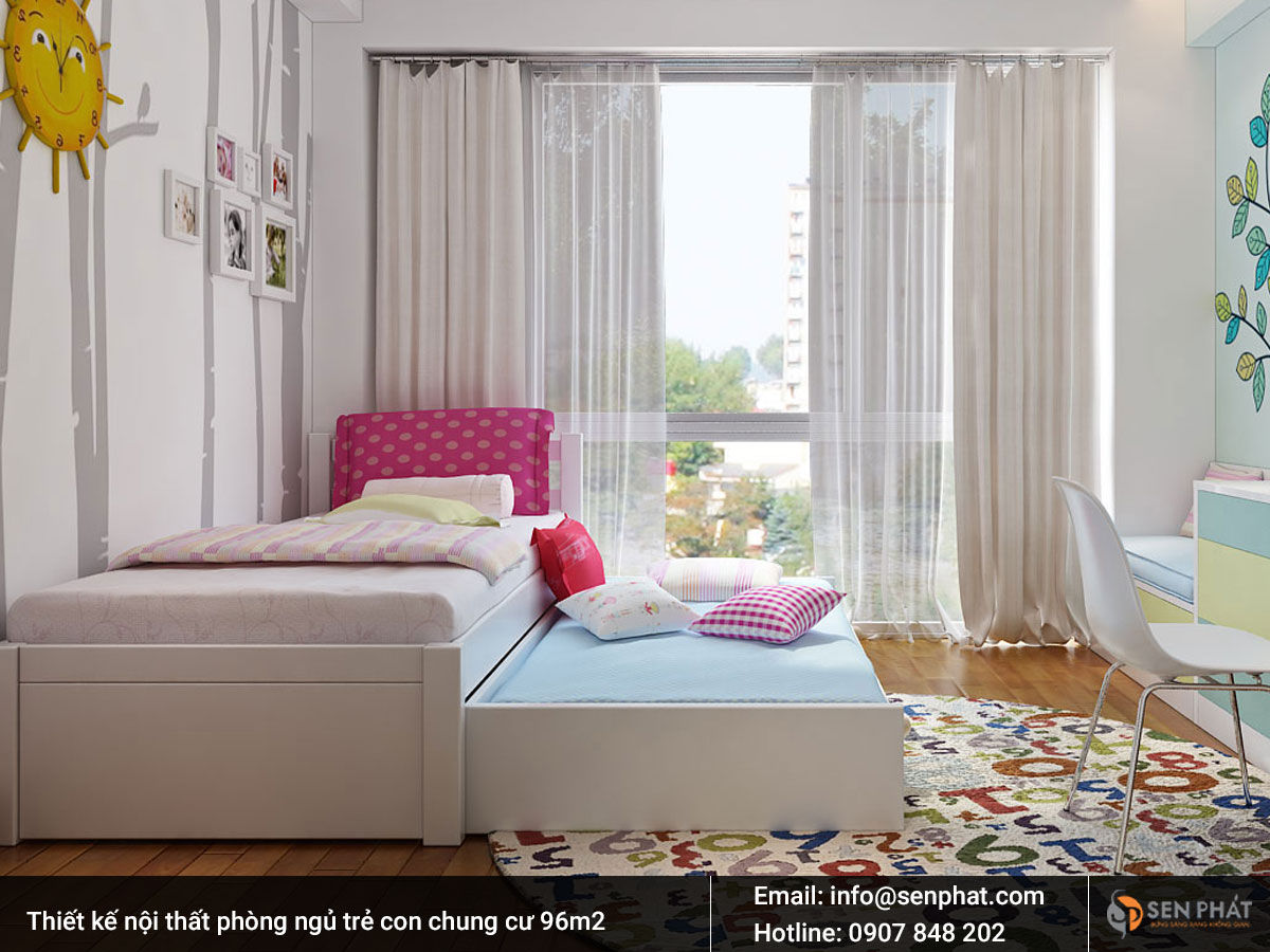 Mẫu thiết kế nội thất phòng ngủ trẻ con chung cư 96m2