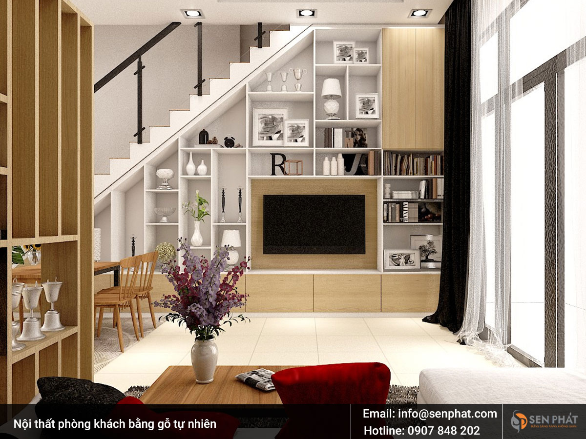 Nội thất phòng khách bằng gỗ tự nhiên