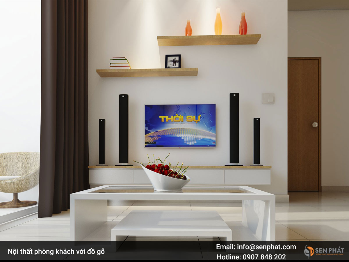 Nội thất phòng khách với đồ gỗ