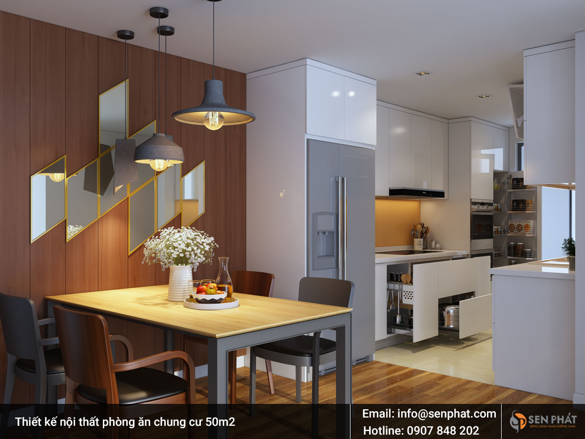Thiết kế nội thất phòng ăn chung cư 50m2