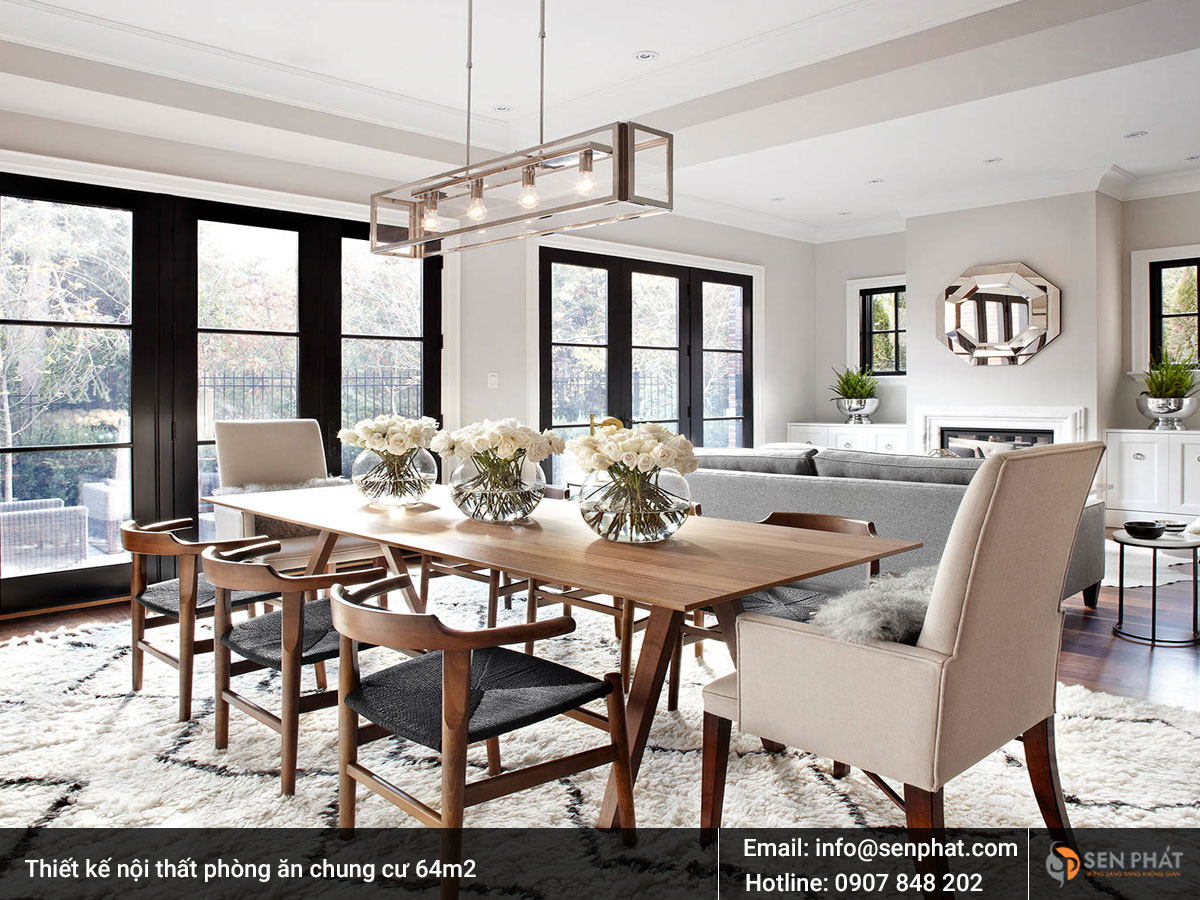 Thiết kế nội thất phòng ăn chung cư 64m2