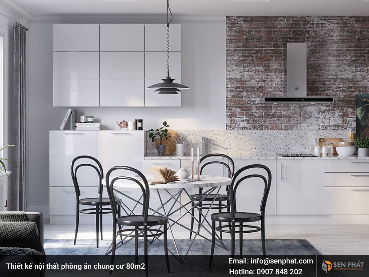 Thiết kế nội thất phòng ăn chung cư 80m2