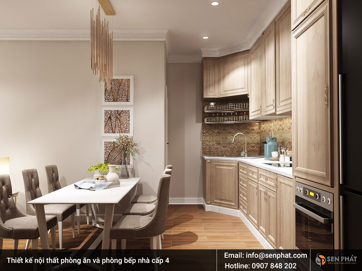 Thiết kế nội thất phòng ăn và phòng bếp nhà cấp 4
