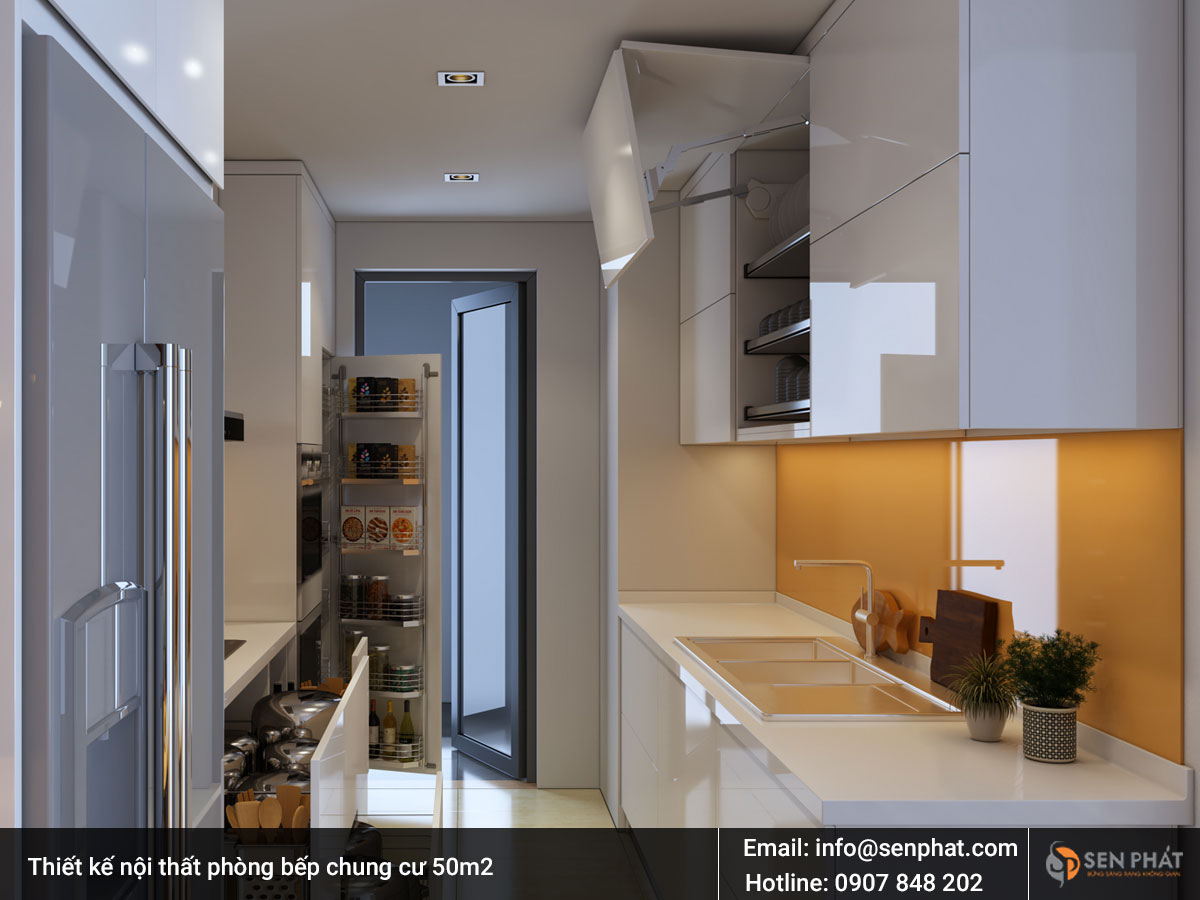 Thiết kế nội thất phòng bếp chung cư 50m2