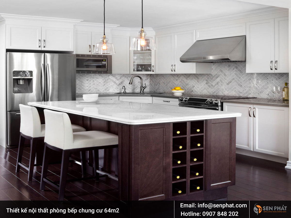 Thiết kế nội thất phòng bếp chung cư 64m2