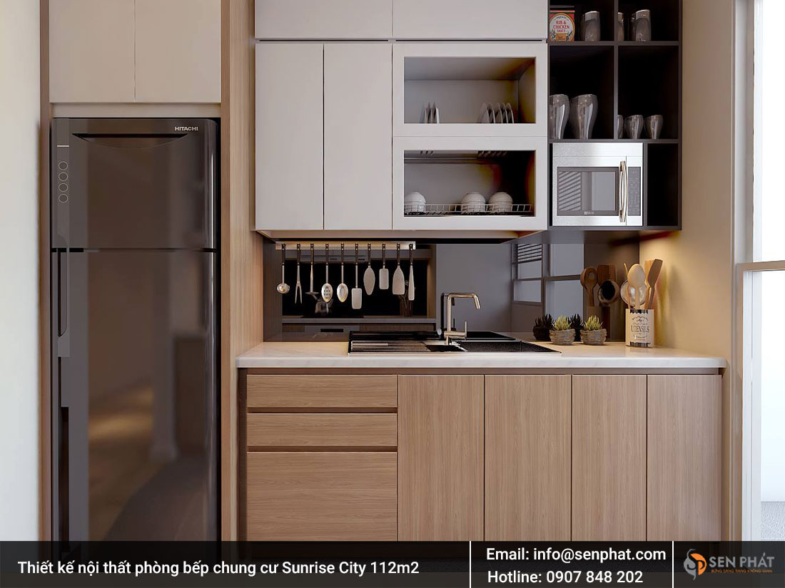 Thiết kế nội thất phòng bếp chung cư Sunrise City 112m2