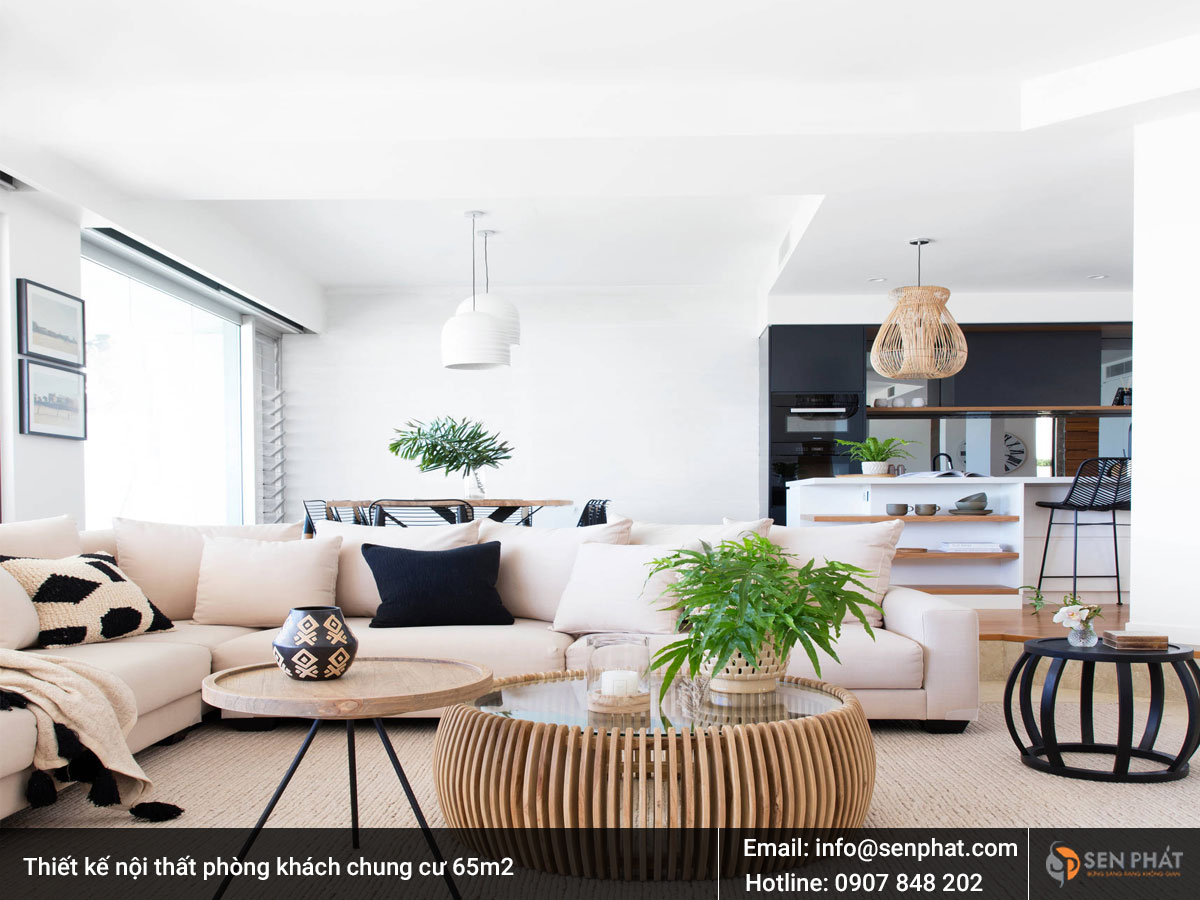 Thiết kế nội thất phòng khách chung cư 65m2