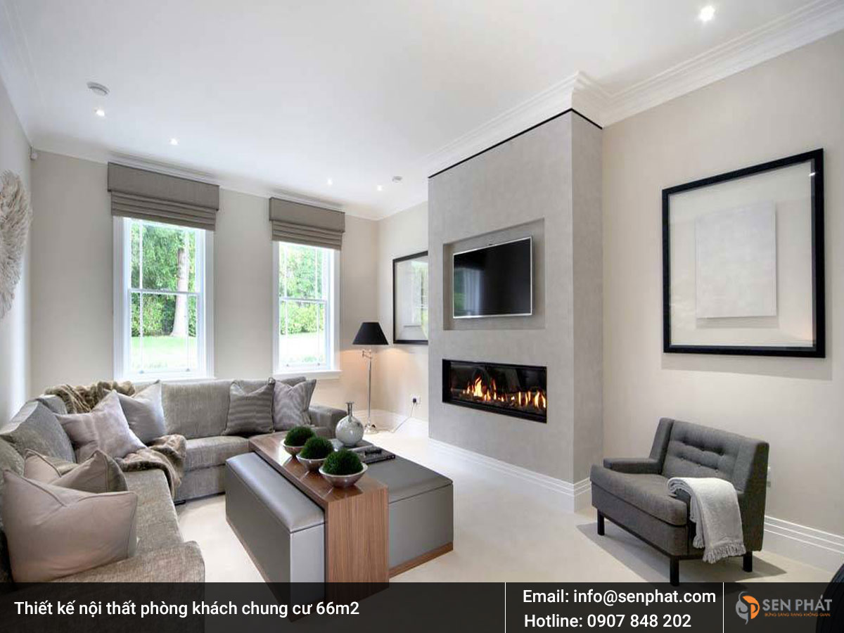 Thiết kế nội thất phòng khách chung cư 66m2