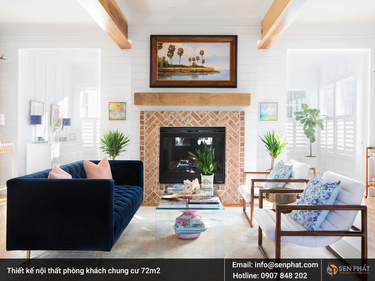 Thiết kế nội thất phòng khách chung cư 72m2