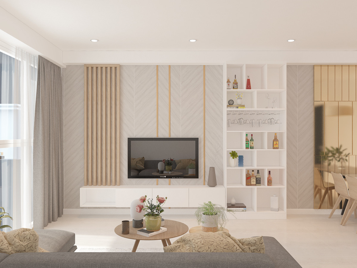Thiết kế nội thất phòng khách chung cư 95m2