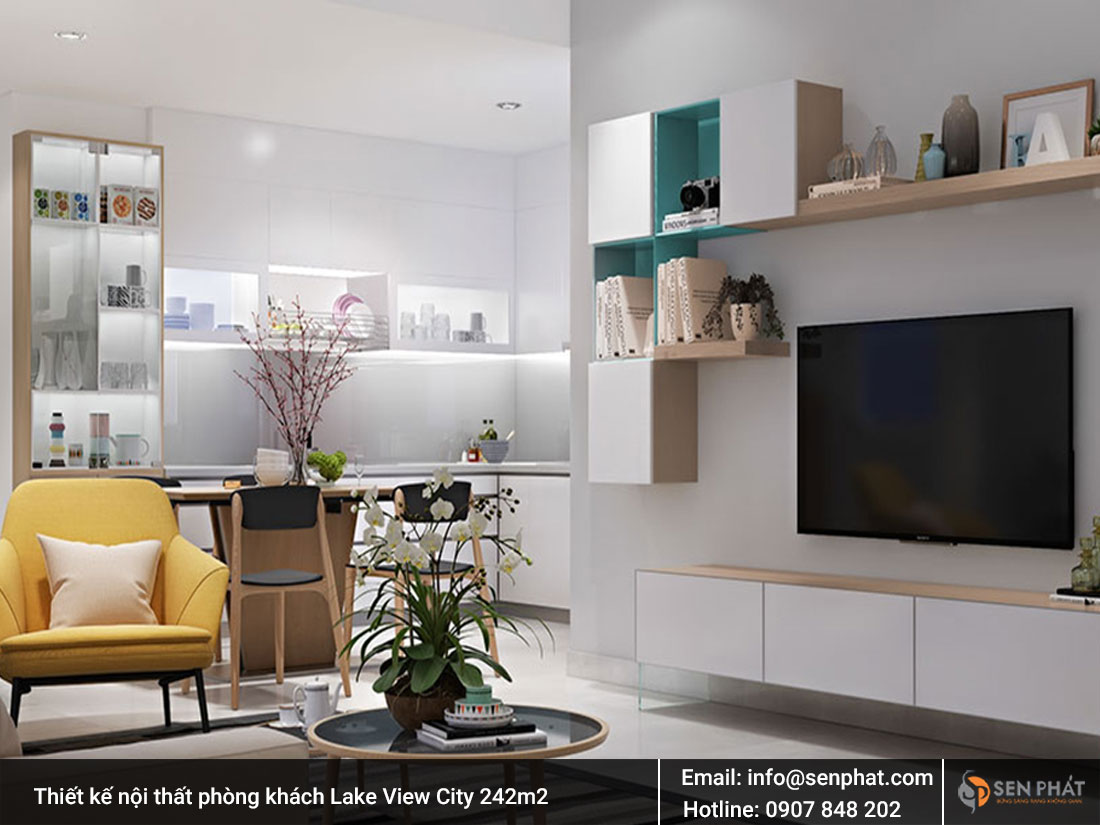 Thiết kế nội thất phòng khách Lake View City 242m2