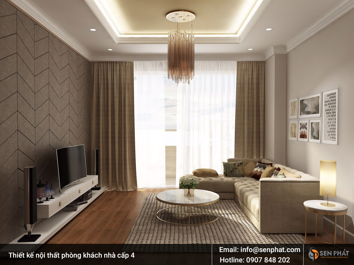 Thiết kế nội thất phòng khách nhà cấp 4