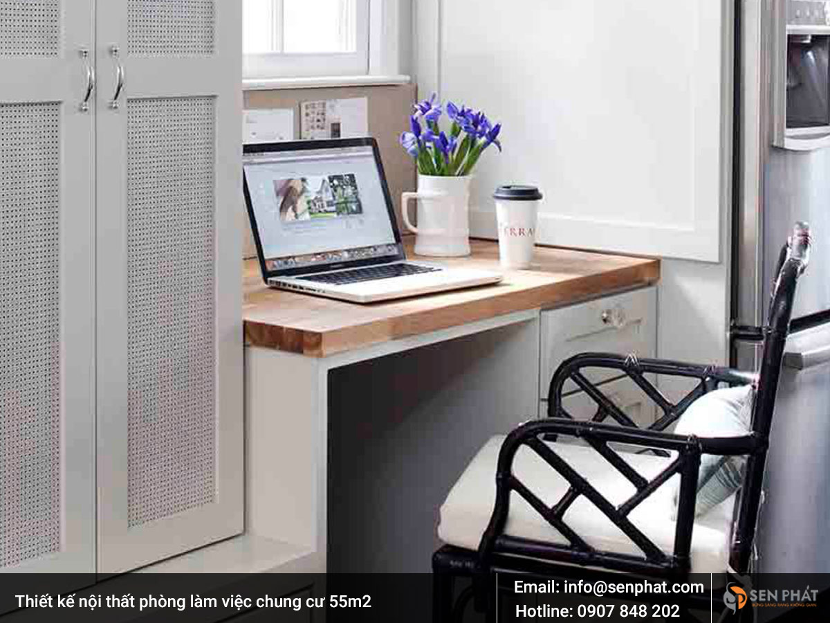 Thiết kế nội thất phòng làm việc chung cư 55m2