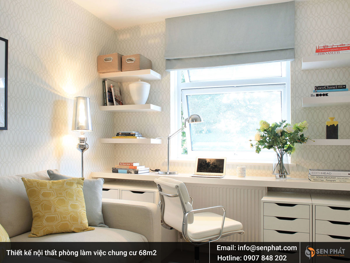 Thiết kế nội thất phòng làm việc chung cư 68m2