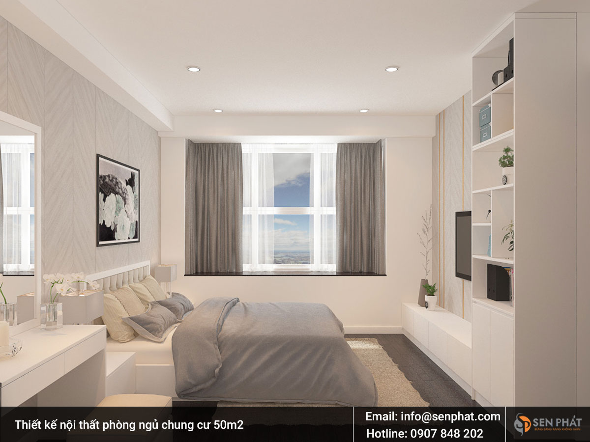 Thiết kế nội thất phòng ngủ chung cư 50m2