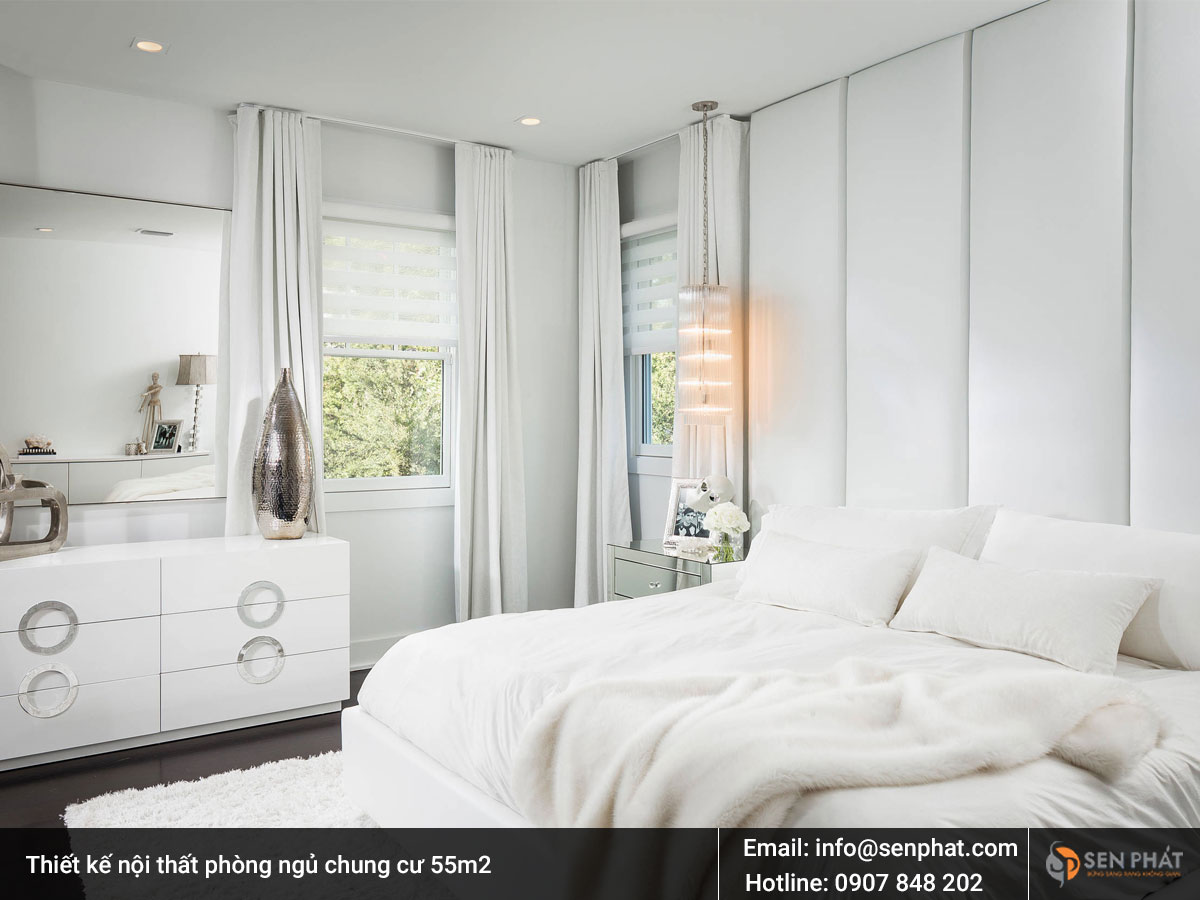 Thiết kế nội thất phòng ngủ chung cư 55m2