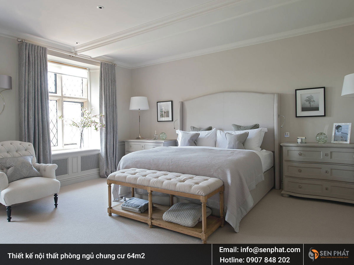Thiết kế nội thất phòng ngủ chung cư 64m2