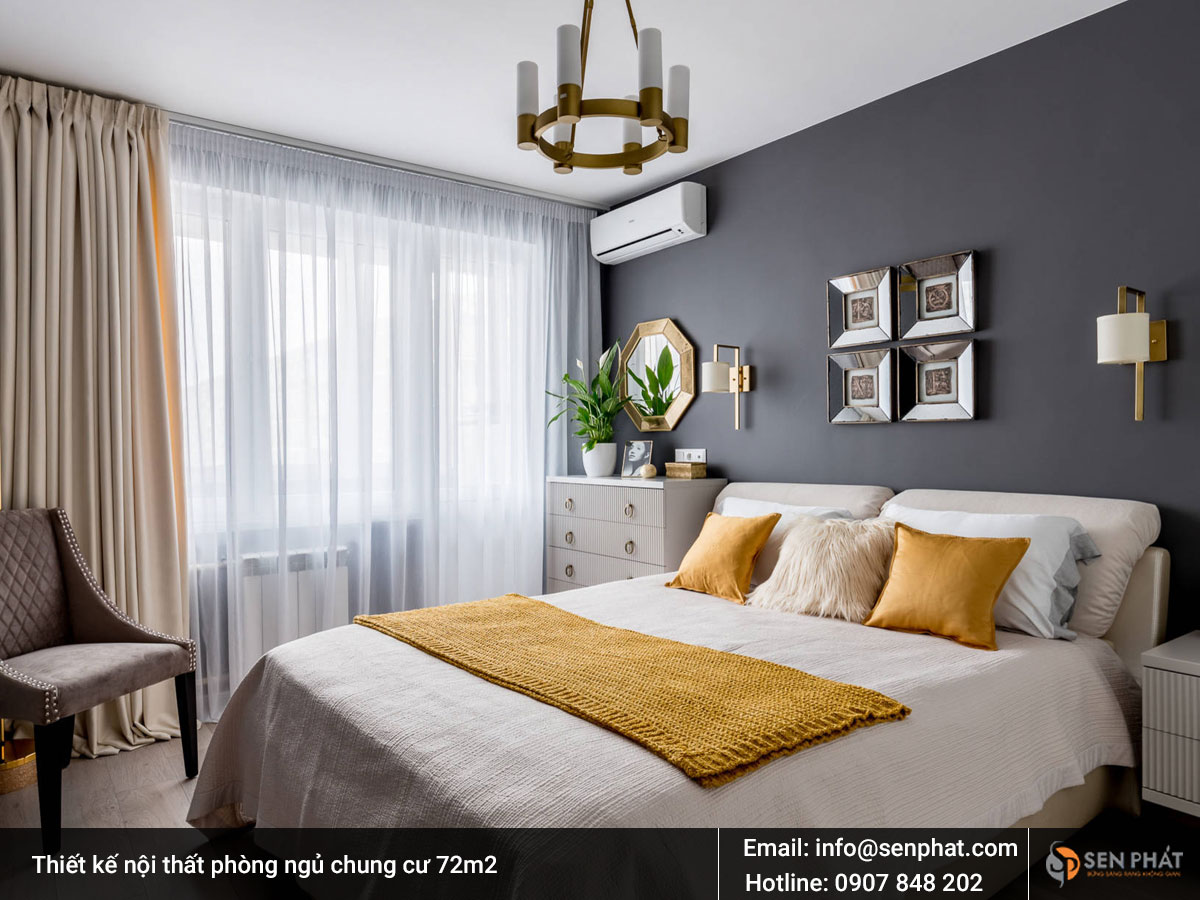 Thiết kế nội thất phòng ngủ chung cư 72m2