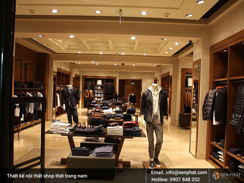 Thiết kế nội thất shop thời trang quần áo nam đẹp, trẻ trung, hiện đại