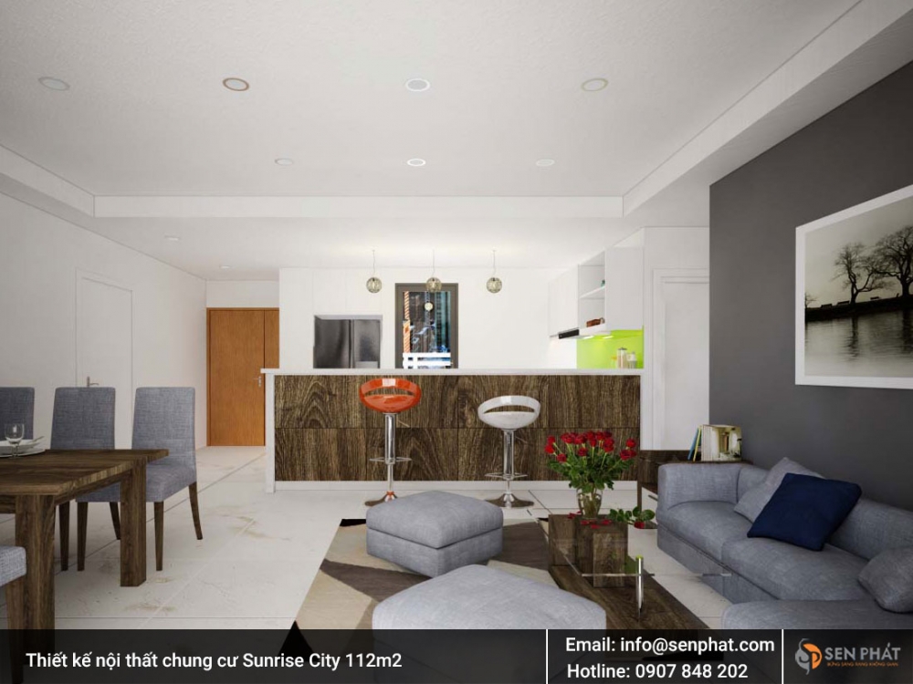 Thiết kế, thi công nội thất căn hộ, chung cư Sunrise City diện tích 112m2 Quận 7 TPHCM